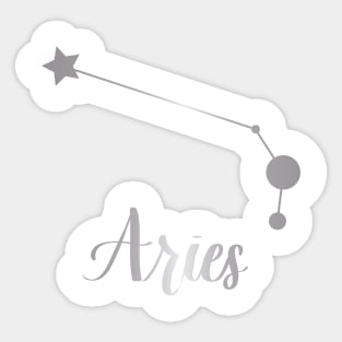 Aries Zodiac Constellation in Silver Sticker